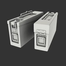 Modellino scatola munizioni tedesco MG34 stampato in 3D 1/72 WW2 non verniciato (2 pezzi)