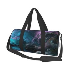 Pink Blue Galaxy Clound Foldable Duffle Bag For Women - Workout Bag For Gym M...