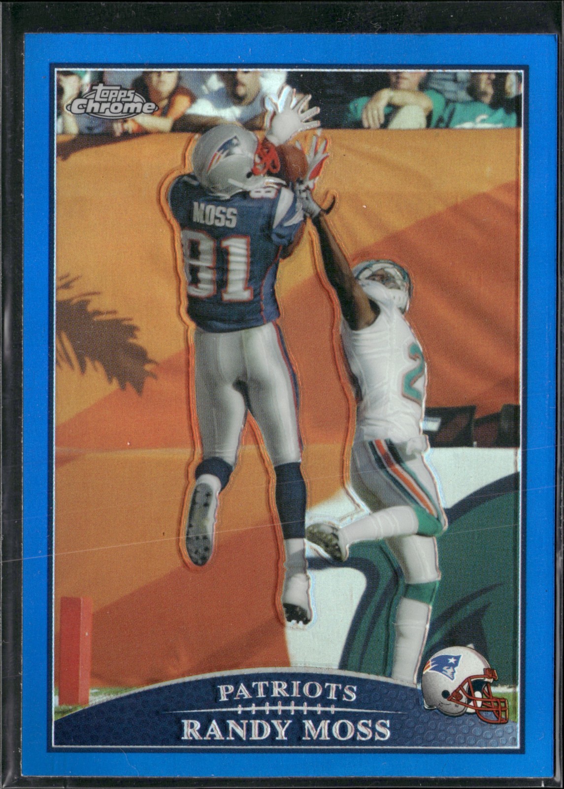 2009 Topps Chrome - Randy Moss #TC7 Blue Refractor #7 "Mossed"