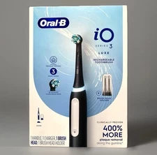 NEW Oral-B iO3 Luxe Black Electric Toothbrush w/ Brush Head~ Holder ~ Charger