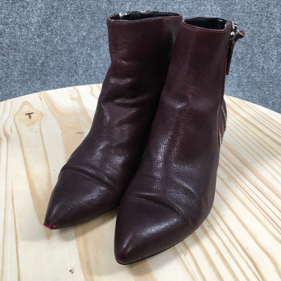 Nine West 靴子女式 6 M 束腰双拉链踝靴勃艮第皮革 — 第 3/4 张图片