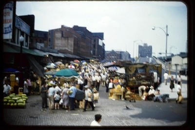 1950s Kodachrome ORIGINAL Slide (x3) - BOSTON MA Market Durgin Park Street Scene
