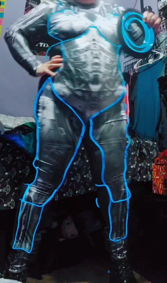 Disfraz Shein SXY Talla Grande XL Para Mujer Halloween Armadura Metálica Estampado-Hágalo Usted Mismo Tron Foto 2 de 4