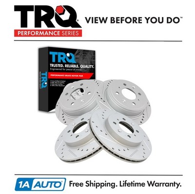 TRQ Brake Rotor Performance Drilled Slotted Zinc Front & Rear Kit for Integra