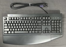 Vtg Black IBM Wired Keyboard KB-9910 QWERTY Removable Wrist Rest Ergo Support