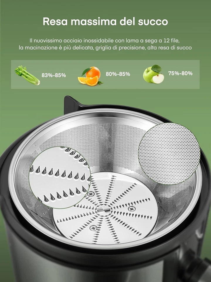Centrifuga Frutta E Verdura, 800W Estrattore Frutta E Verdura Con 75 MM Bocca La - Immagine 4 di 4