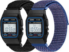 2 Pack Nylon Bands Compatible with Casio F-84/F-91W/F-94/A158/A168, Casio F-105/