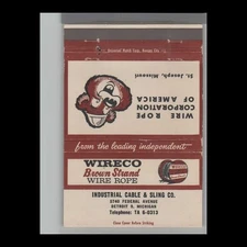 Matchbook Cover Wireco Brown Strand Wire Rope Industrial Cable & Sling Detroit