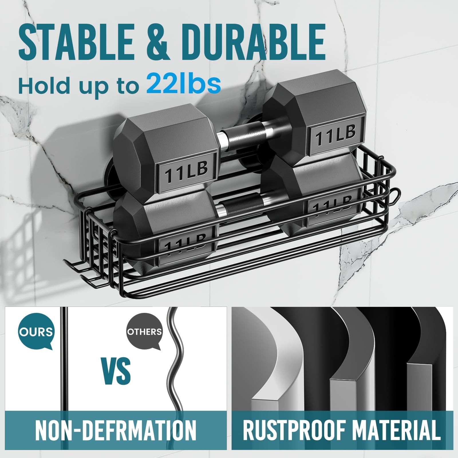 Shower Caddy Suction Cup 2 Pack with Hooks & Soap holder, Heavy Duty Shower O...