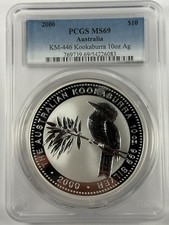 Australian Kookaburra MS 69 PCGS Certified Silver Bullion Coins