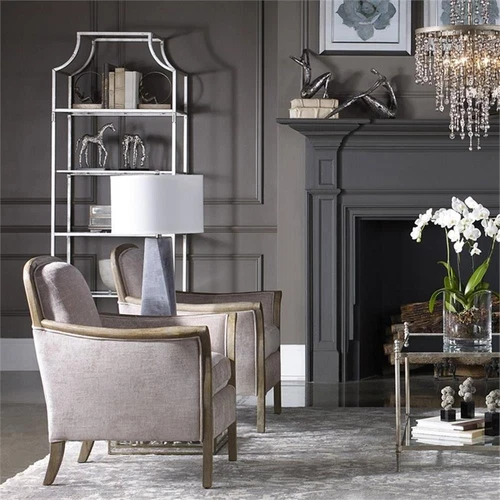 Uttermost Aurelie 5-Shelf Transitional Metal and Glass Etagere in Gray - Picture 3 of 4