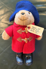 Paddington Bear Plush 12" Eden Red Coat Black Rubber Boots Preowned W/Tags