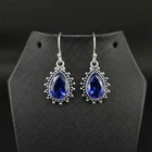 Tanzanite Gemstone 925 sterling silver handmade Dangle Drop Earrings 1.50"