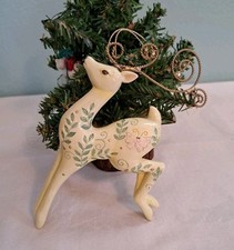 Embossed Floral Reindeer Christmas Ornament Scroll Metal Antlers