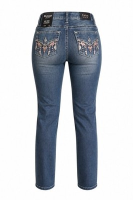 NWT Lotus by Miss Me Mid Rose Straight Leg Jeans Dreamcatcher Embroidered 35/20