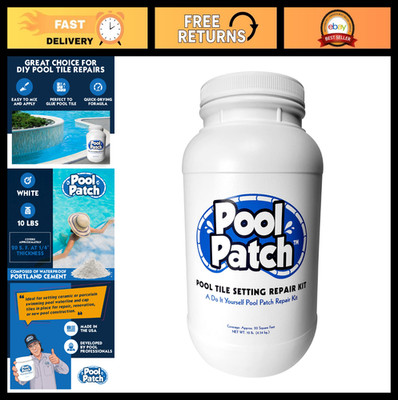 Pool Tile Adhesive Repair Kit 10 lb - Easy Mix Thinset Formula, Quick-Drying, St