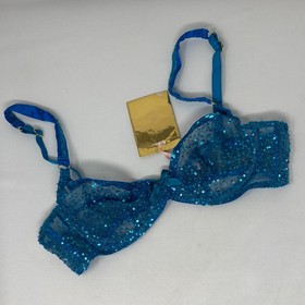 Agent Provocateur Czarina SOIREE Blue Sequin Bra 36B NWT