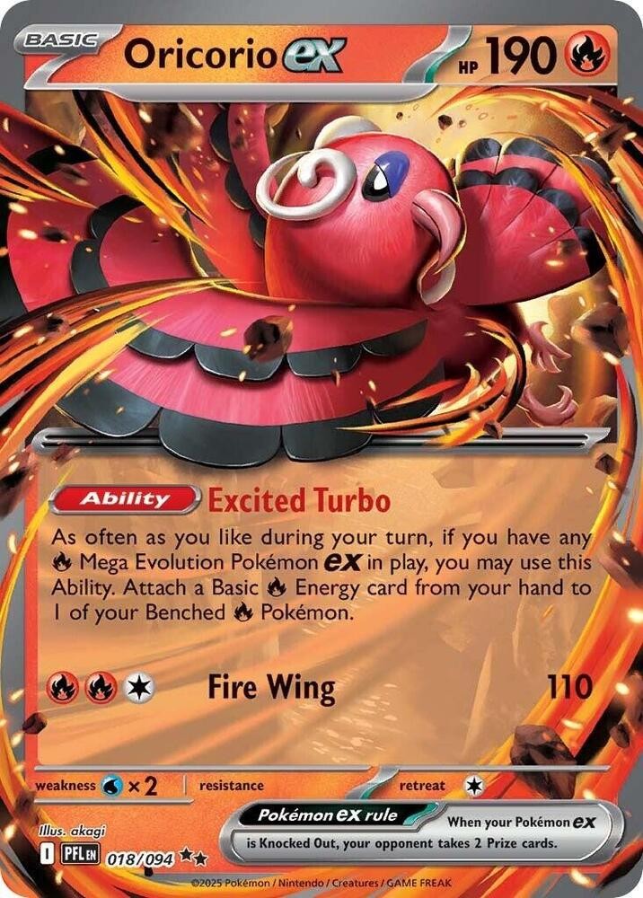 ORICORIO EX 018/094 PHANTASMAL FLAMES POKEMON (DOUBLE RARE, NM)