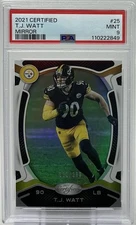 TJ Watt PSA 9 -2021 Panini Certified Mirror /299- Steelers, Wisconsin, Non-Stop