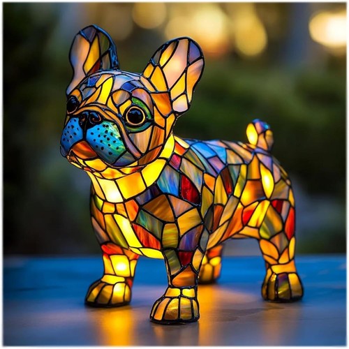 Vintage Dog Series Art Night Light French LED Lamp-Stained Resin Tabletop Nights - Picture 17 of 17