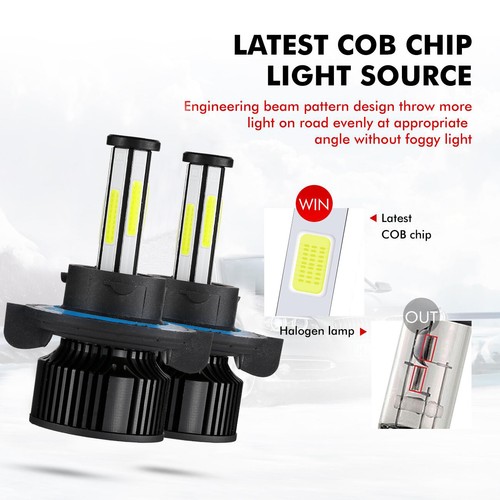6-sides H13 LED Bulbs Headlights For Polaris Ranger RZR 570S 800S 900S 1000 XP - Picture 7 of 12