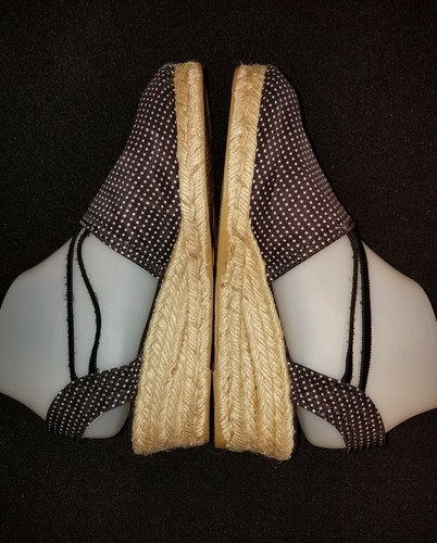 NWOB Women's 7 SESTO CLOSE TOE WEDGE ESPADRILLE POLKA DOT SLING BACK SANDALS - Picture 7 of 11