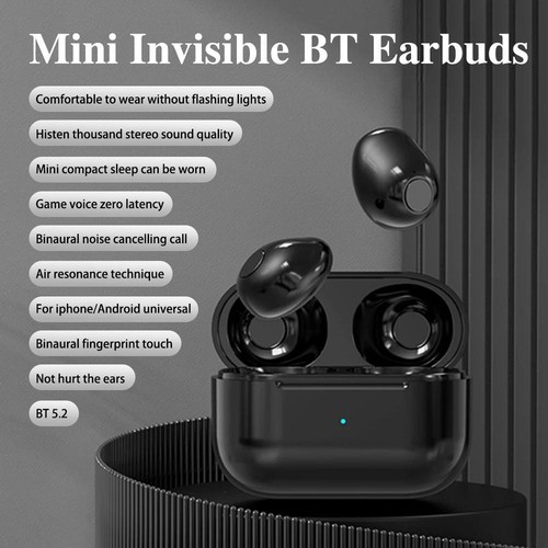 NEU Mini Ohrhörer unsichtbar Schlaf Kopfhörer Bluetooth 5.2 klein drahtlos Ohrhörer - Bild 3 von 17