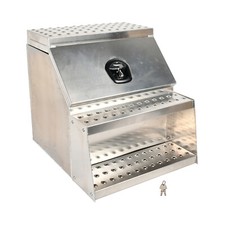 25x28x24 Aluminum Side Mount Semi Truck Tool Box Saddle Step Open Wide Design