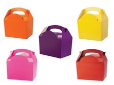 Girls Assorted Plain Coloured Party Boxes Childrens Picnic Recyclable Food Meal