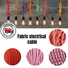 Twist / Round 2/3 Core Braided Fabric Cable Lighting Lamp Flex Choice of Colours