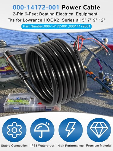 000-14172-001 Power Cable For Lowrance HOOK2 & Hook Reveal Series 5" 7" 9" 12" - Picture 2 of 8