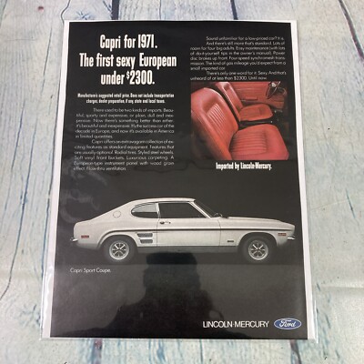 1970 Ford LM Capri Sport Coupe Car Vintage Print Ad/Poster Promo Art Magazine Pg