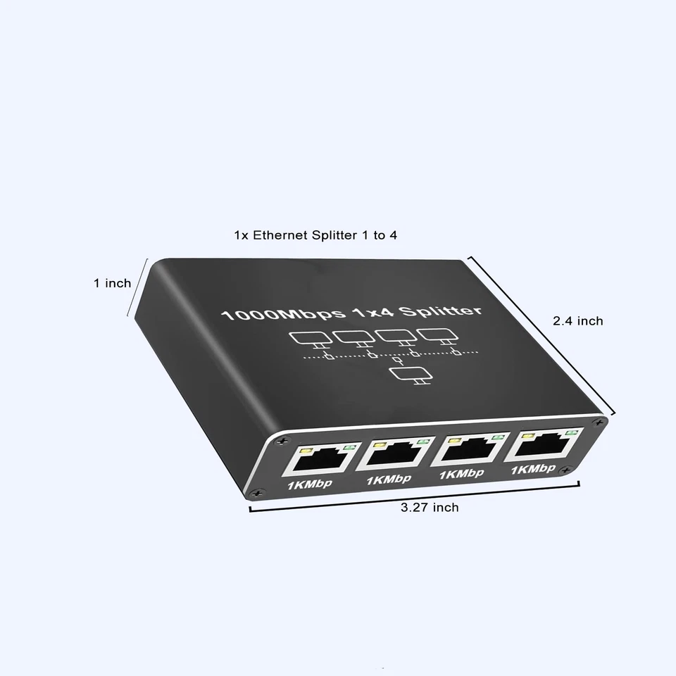 RJ45 Gigabit Ethernet Splitter 1000Mbps LAN Network Internet 1 to 4 Out Adapter - Image 3 of 4