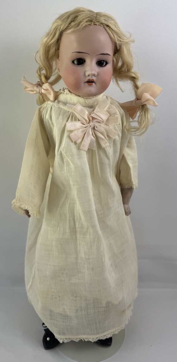 Antique German Bisque Doll Mabel Doll 18 IN Mohair Wig Antique