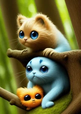 ACEO e9Art CNC cute critter cuddly Pop Surrealism art Trading Card Collectible