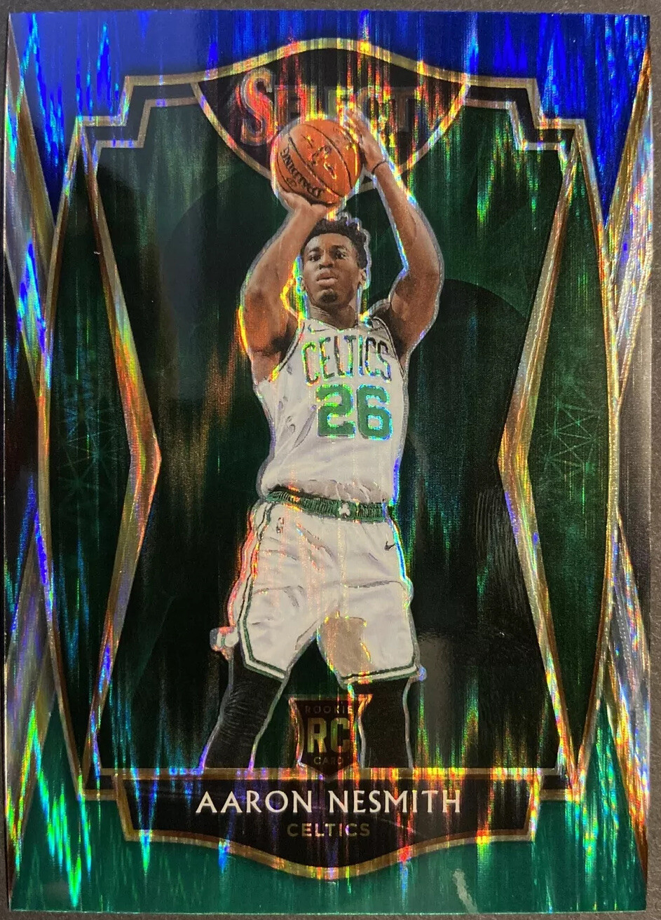 2020-21 Panini Select Premier Level Blue White Green Flash Aaron Nesmith /25