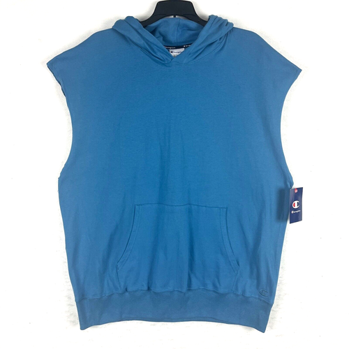 2 Champion Sleeveless Hoodie Sweatshirts Mens SZ LG Blue Beige NWT Md weight - Picture 7 of 14