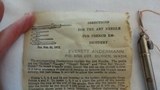 Antique 1922 Art Needle for French Embrodery With Instructions