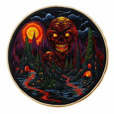 Bloody Werewolf Patch Iron-on Applique Halloween Badge Creature Spooky Legend