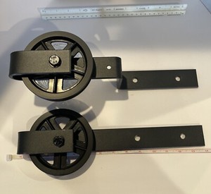 2-Single Track Sliding BarnDoor Replacement Part Black 14"/ 1-Angled, 1-Straight