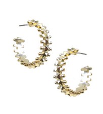 Small Textured Metal Half Hoop Earrings for Women