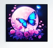 D'GALA wall art "Butterfly at Night" 01 Panoramic print | 76x76cm | canvas |deco