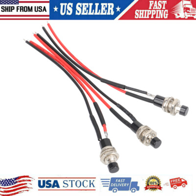 #ad #ad 3 Pack Mini Push Button Pre Wired Momentary N O OFF ON Switch Plug 12V 5AMP SPST $7.90