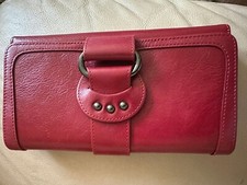 Rare-Mercedes Benz Embossed Tri Fold Card Holder Wristlet Red Wallet-NWOT