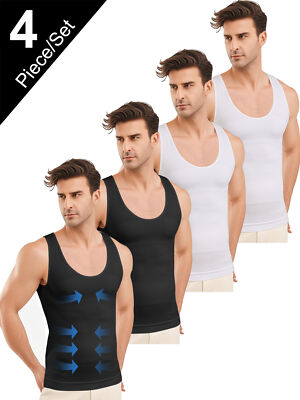 4X Männer Body Shaper Schlankheits Bauch Weste Kompression Tank Top Ärmelloser
