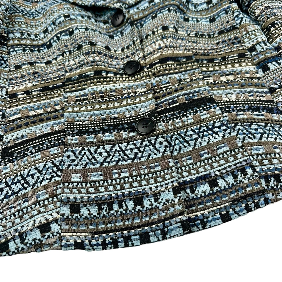 Chaqueta Blazer Lafayette 148 Talla 4 Negra Azul Tweed Flecos Texturizada Foto 4 de 4