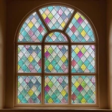  Stained Glass Window Film, Window Privacy Films, 17.3 x 78.7 inches Lattice