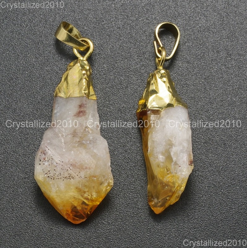 Natural Citrine Gemstones Healing Reiki Chakra Beads Point Pendant Charm Beads - Product main view