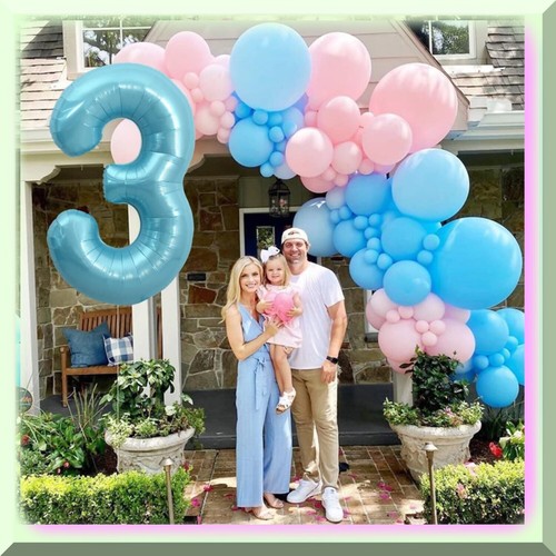 Palloncini numero macaron blu chiaro "Pastel Party Pop: 40" - perfetti per compleanno - Foto 5 di 7