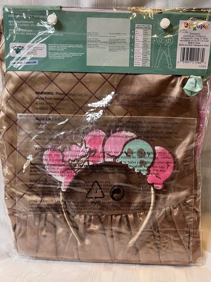 Disfraz Peppa-Mint Shopkins Shoppies Disfraz, Rosa/Marrón, Pequeño (4-6X) Teatro Foto 3 de 4